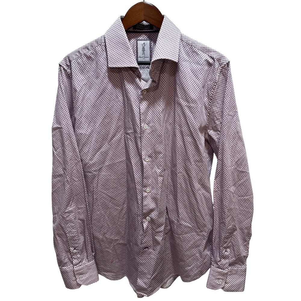 Robert Graham Men's XL‎ Tailored Fit Stretch Button Down Shirt Geometric Pattern
